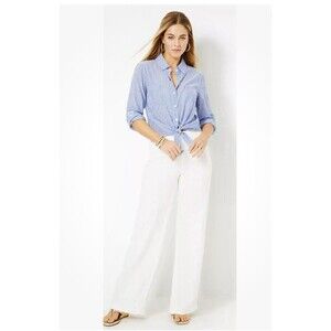 Lilly Pulitzer Deri Linen Palazzo Pants Resort White XL Summer NWT  New